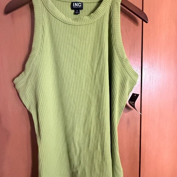 INC International Concepts Women's Light Green Ribbed Tank Top - Picture 4 of 6